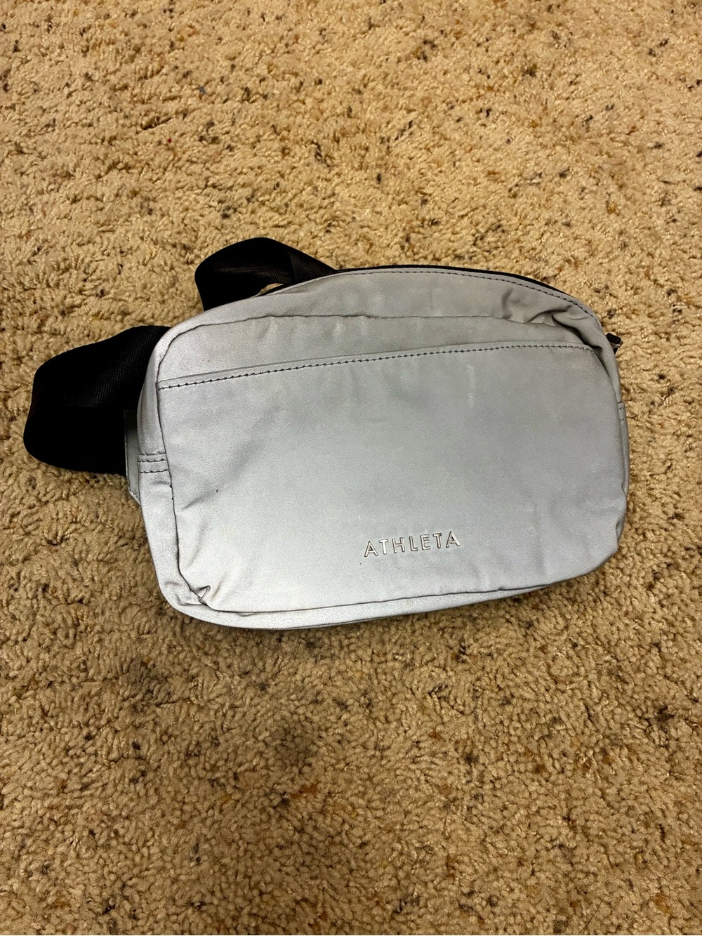 Athleta Reflective Silver Crossbody Belt Bag